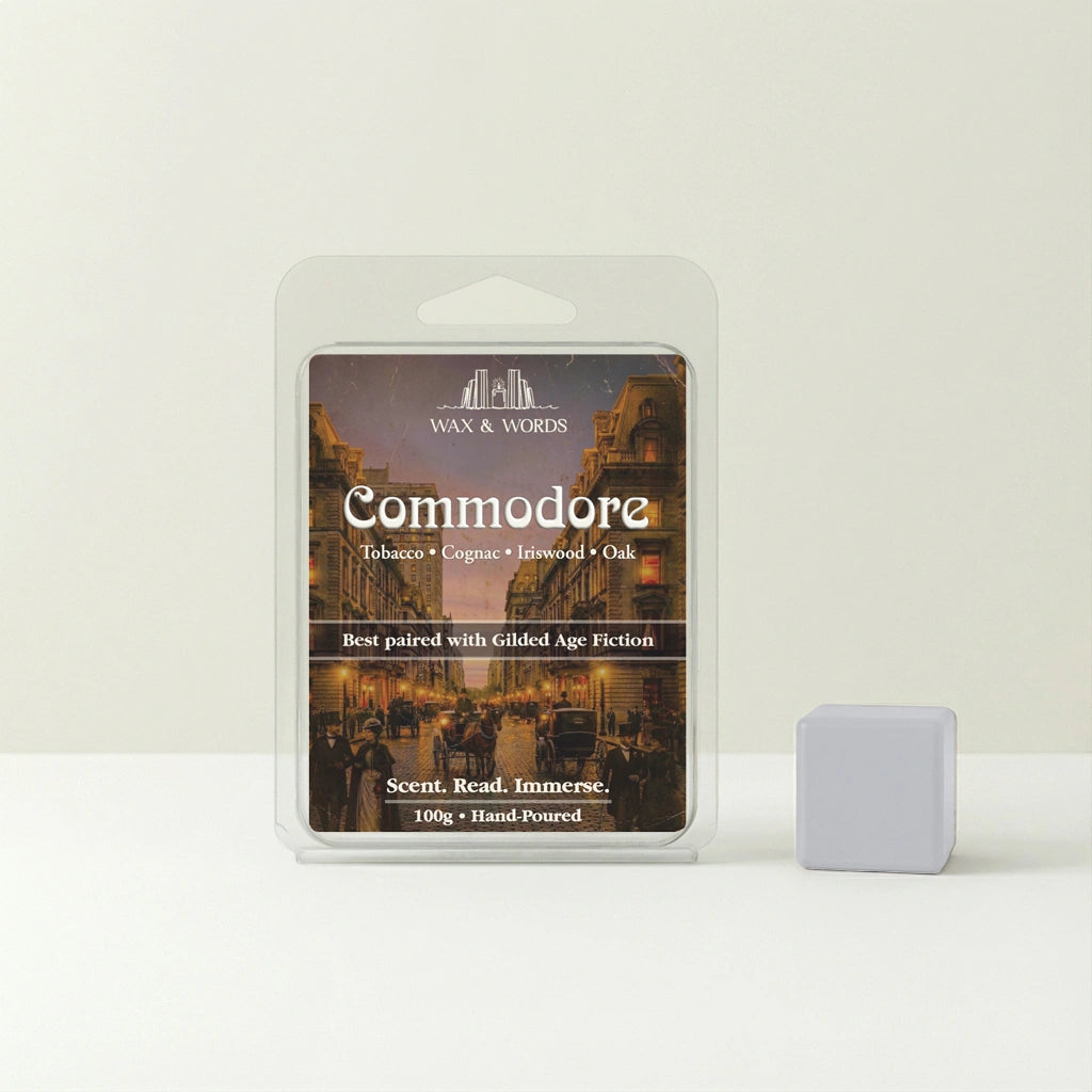 Wax bar with packaging labeled 'Commodore' on a white background