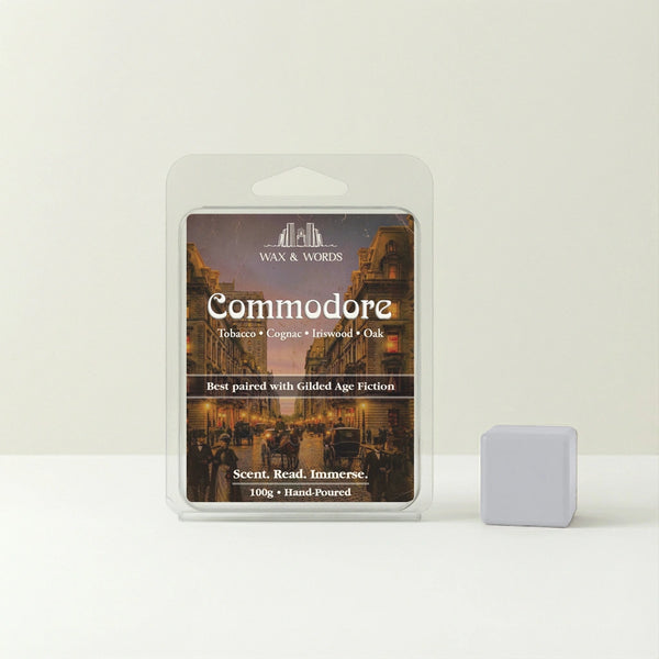 Wax bar with packaging labeled 'Commodore' on a white background